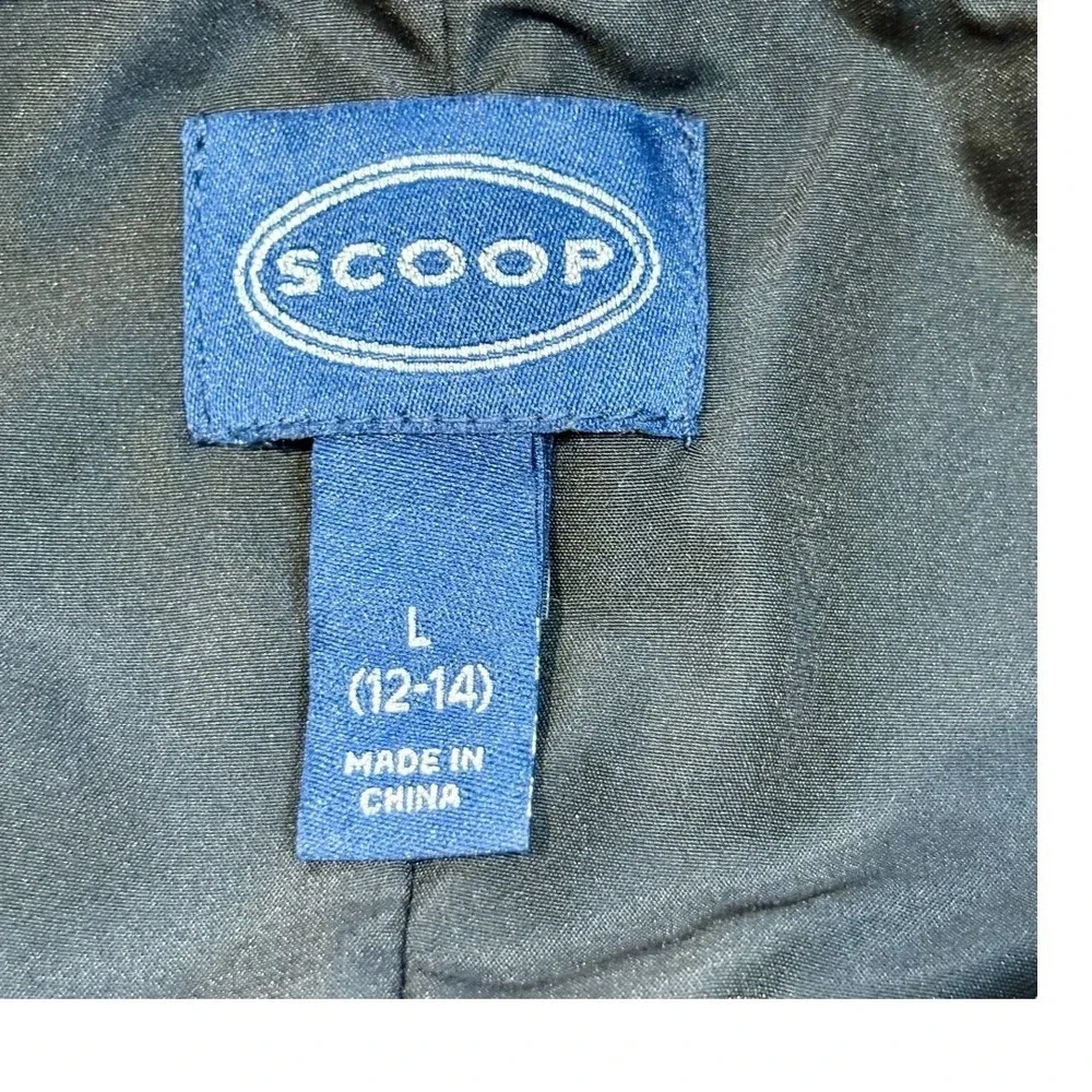 Scoop Mini Dress Women‎ Large Black Blue Metallic Floral Jacquard Mock Neck Tie
